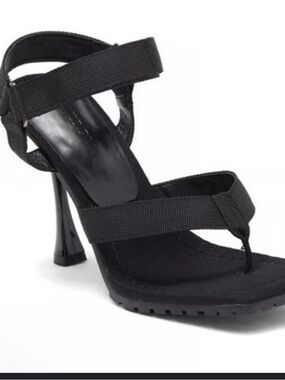 Wild Diva Black Strappy High-Heel Sandals with Ankle Bow